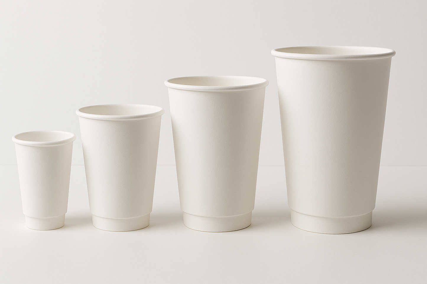 double wall paper cups all white 4 different sizes
