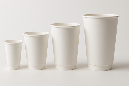 double wall paper cups all white 4 different sizes 